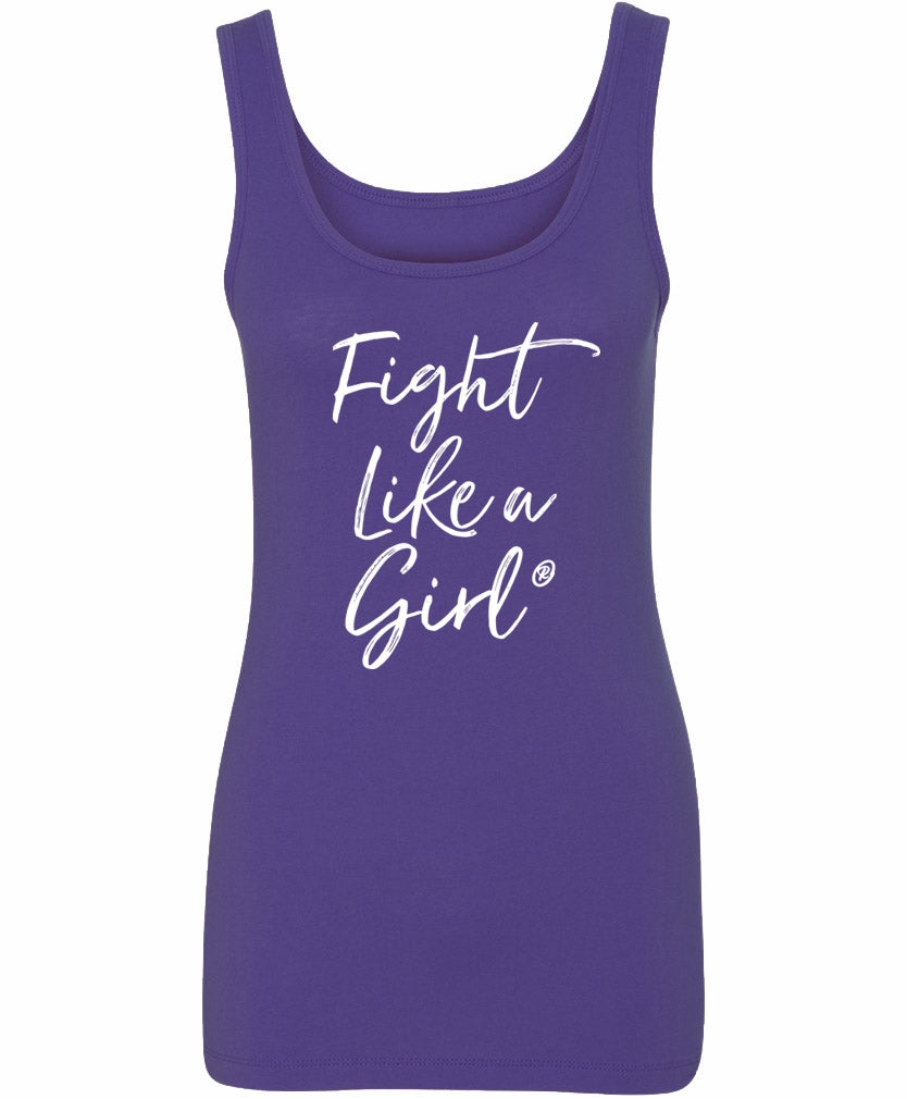 "Fight Like a Girl Script" Ladies Stretch Tank Top - Purple
