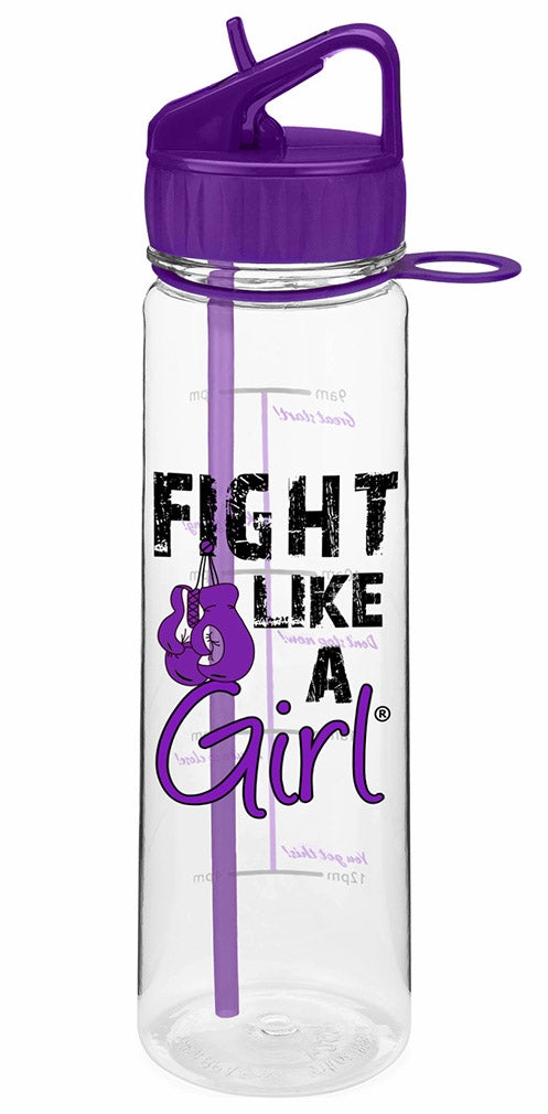 "Fight Like a Girl Grunge" SlimKim II Water Bottle - Purple