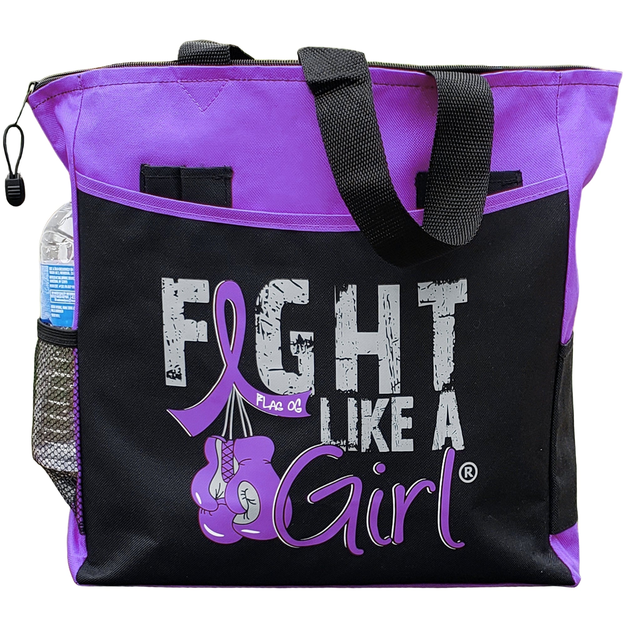 Fight Like a Girl Knockout Dakota Tote Bag - Black w/ Purple