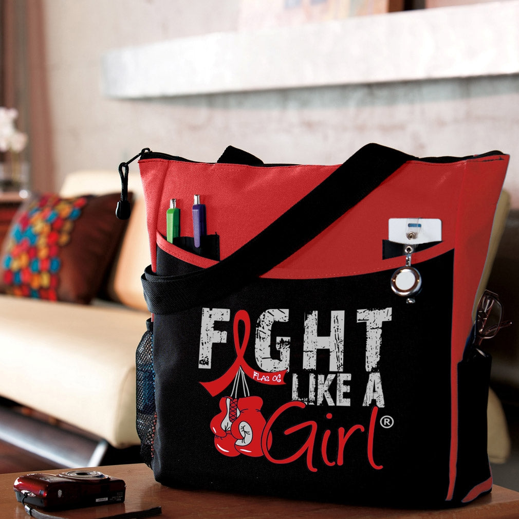 "Fight Like a Girl Knockout" Dakota Tote Bag - Red