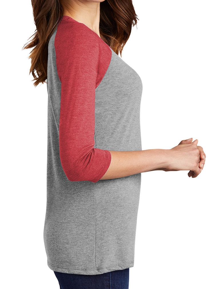 "Fight Like a Girl Hashtag" Ladies' Raglan T-Shirt - Grey w/ Red