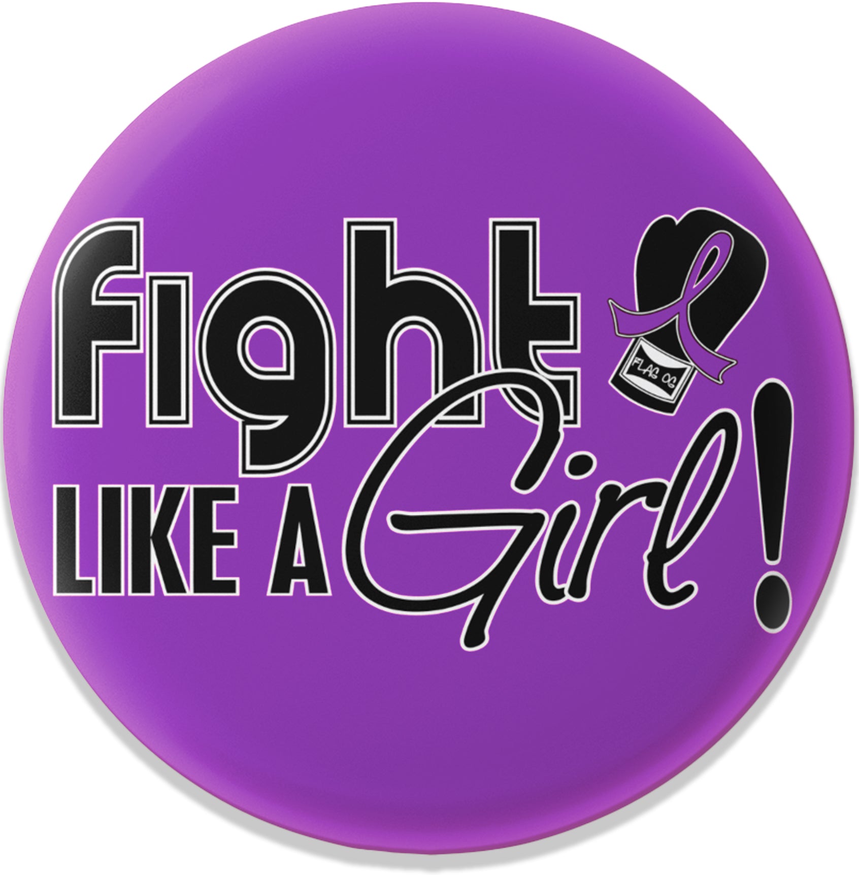 Fight Like a Girl Signature Round Button - Purple