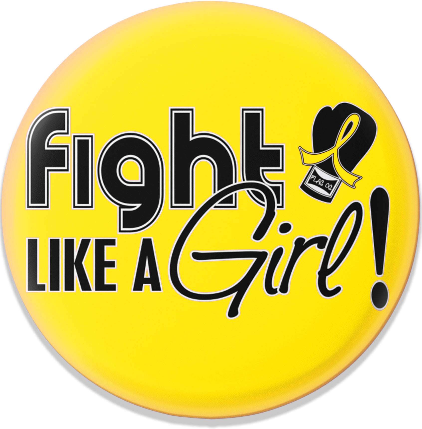 Fight Like a Girl Signature Round Button - Yellow (Discontinued)