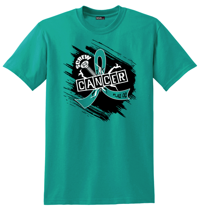 Screw Cancer in Teal For Ovarian Cancer