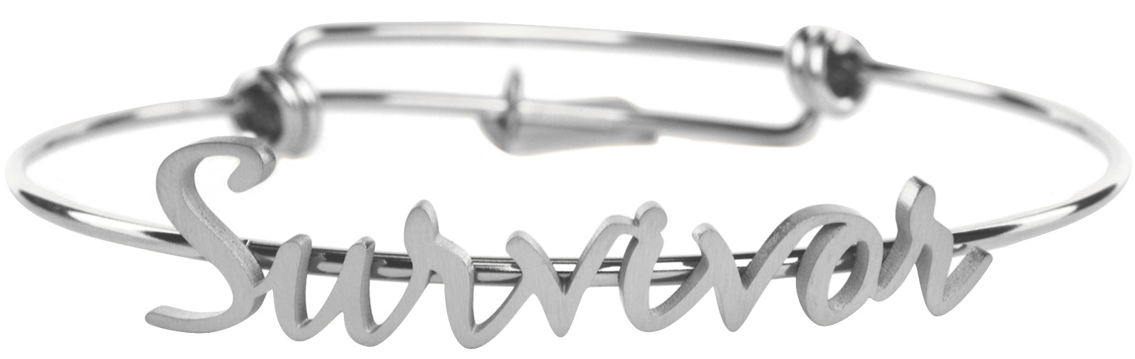 Survivor Script Bracelet - Brushed Silver