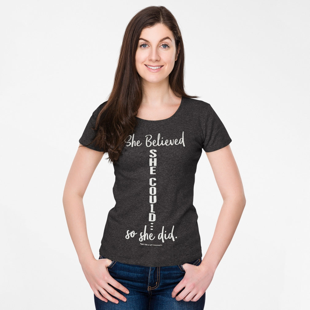 Fight Like A Girl "She Believed She Could" Ladies' Triblend T-Shirt - Black Frost