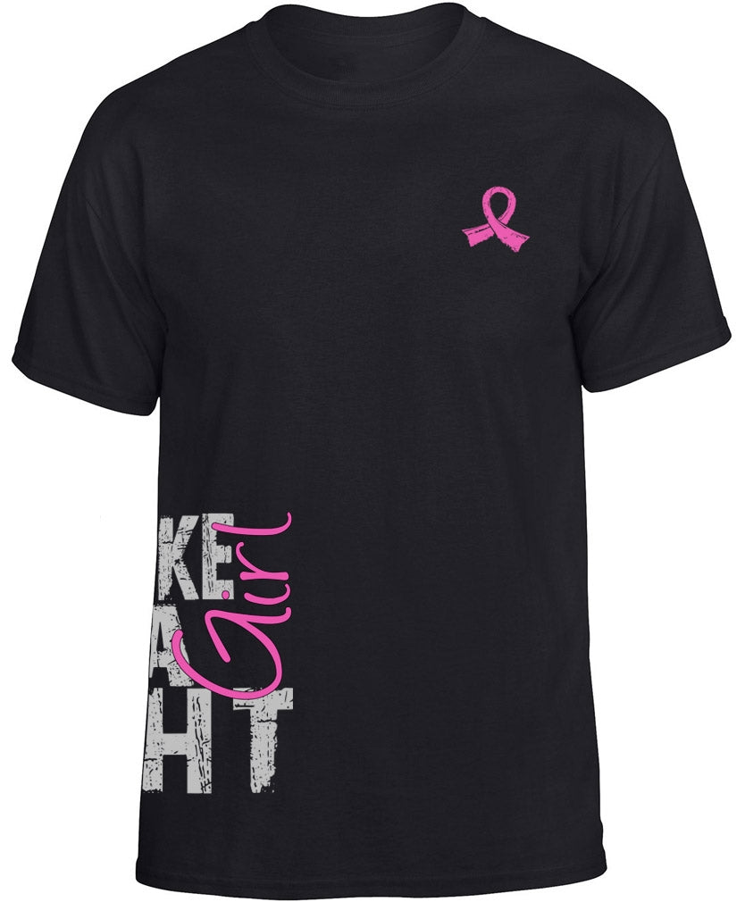 *"Fight Like a Girl Side Wrap" Unisex T-Shirt - Black w/ Pink