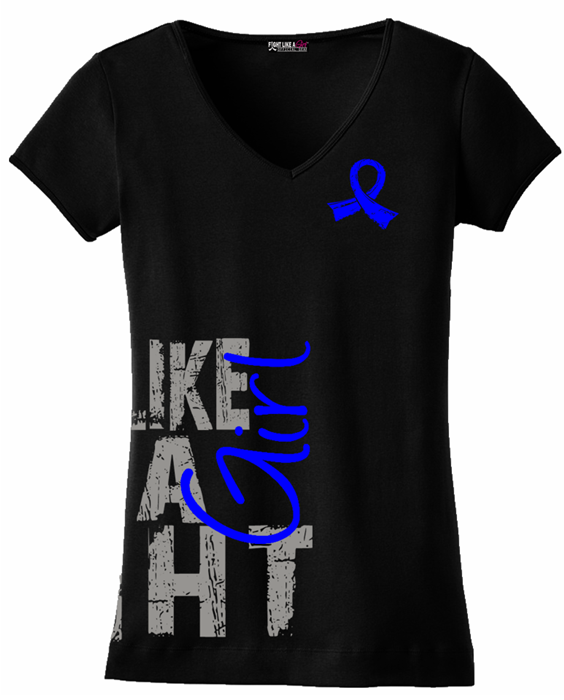 Fight Like A Girl V-Neck T-Shirts for Anal Cancer