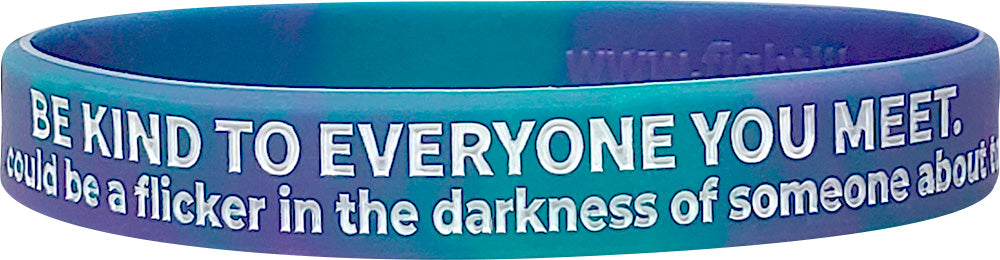 Be Kind to Everyone You Meet Silicone Wristband - Teal/Purple Swirl