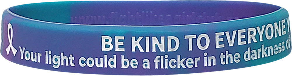 Be Kind to Everyone You Meet Silicone Wristband - Teal/Purple Swirl