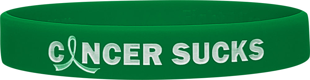 "Cancer Sucks" Ink-Filled Silicone Wristband - Green