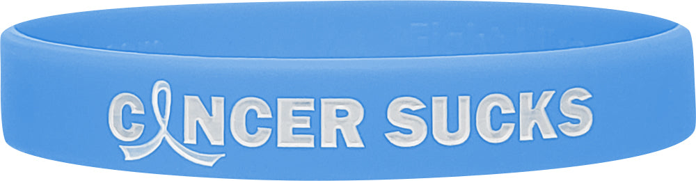 "Cancer Sucks" Ink-Filled Silicone Wristband - Light Blue