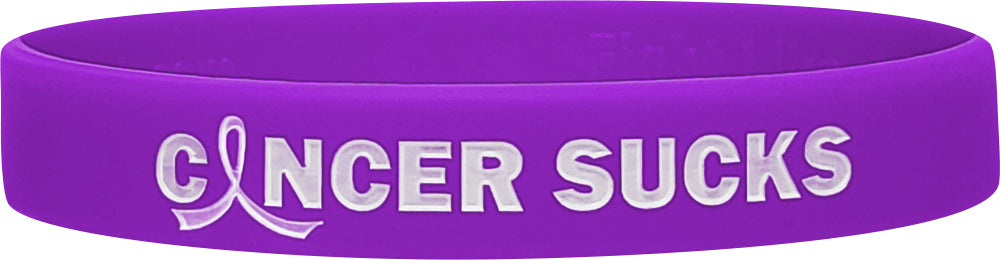 Cancer Sucks Wristband Bracelet in purple for Pancreatic Cancer, Leiomyosarcoma, GIST