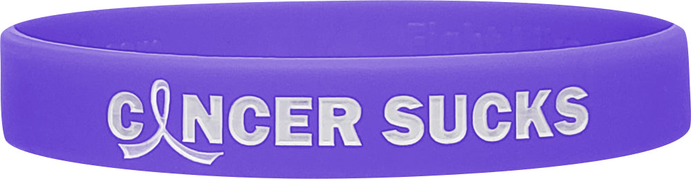"Cancer Sucks" Ink-Filled Silicone Wristband - Violet