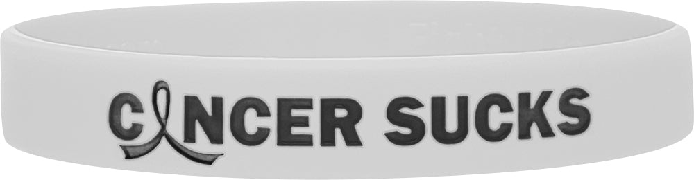 Cancer Sucks Wristband in White for Lung Cancer, Bone Cancer, Mesothelioma, Retinoblastoma