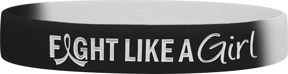 Fight Like a Girl Hybrid Silicone Wristband - Black/White