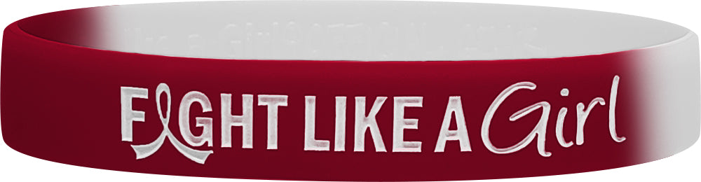 Fight Like a Girl Hybrid Silicone Wristband - Burgundy/White