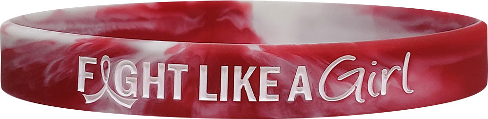 Fight Like a Girl Hybrid Silicone Wristband - Burgundy/White Swirl