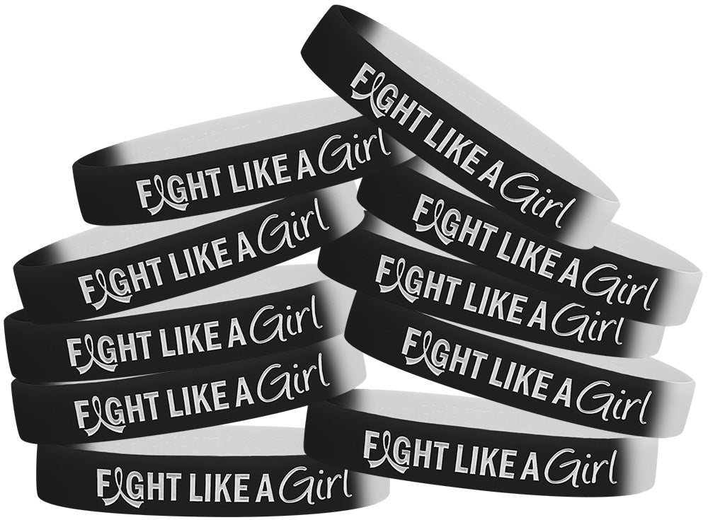 Fight Like a Girl Hybrid Silicone Wristband - Black/White