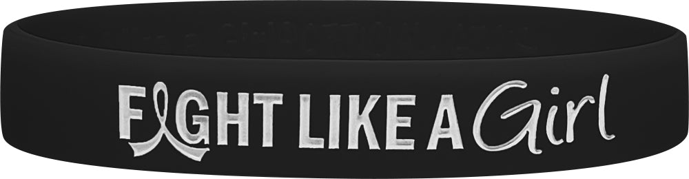 Fight Like a Girl Wristband in Black for Melanoma, Skin Cancer, Narcolepsy