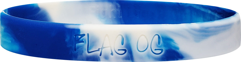 Fight Like a Girl Hybrid Silicone Wristband - Blue/White Swirl