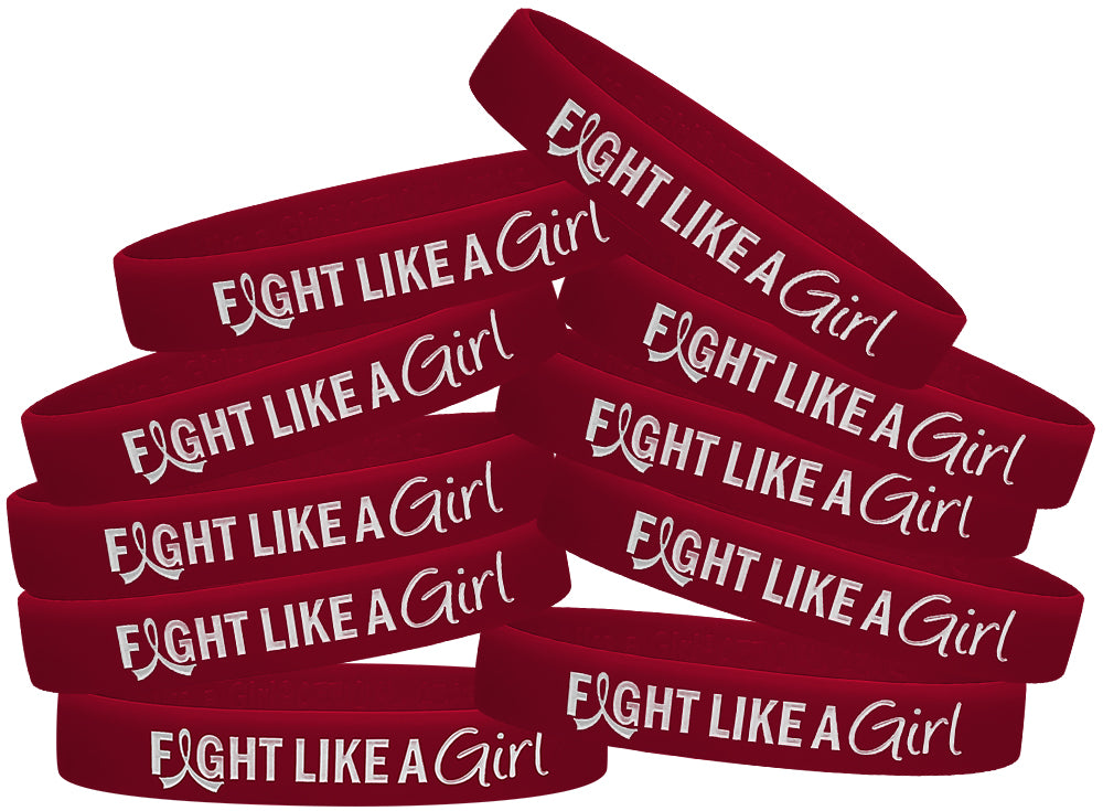 Fight Like a Girl Hybrid Silicone Wristband - Burgundy