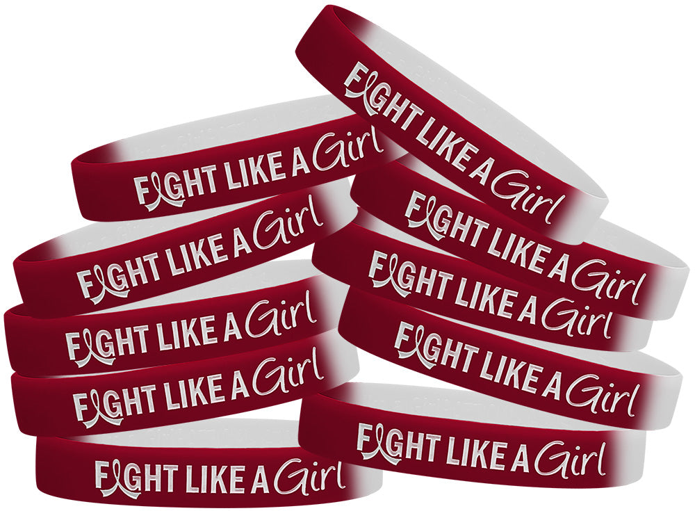 Fight Like a Girl Hybrid Silicone Wristband - Burgundy/White