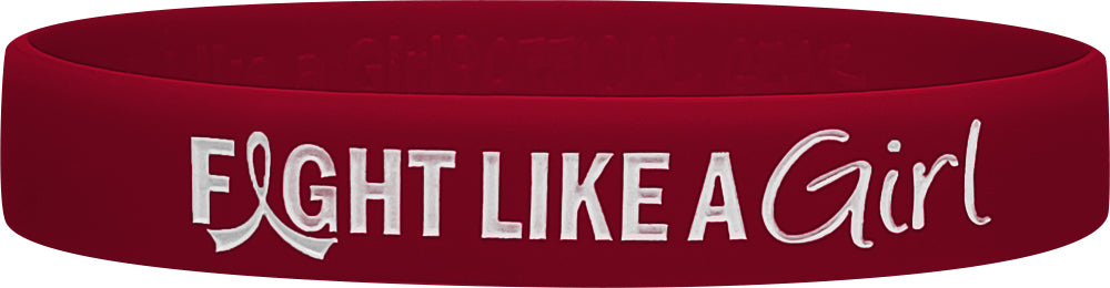 Fight Like a Girl Wristband - Burgundy for Multiple Myeloma, Brain Aneurysm, Sickle Cell Anemia