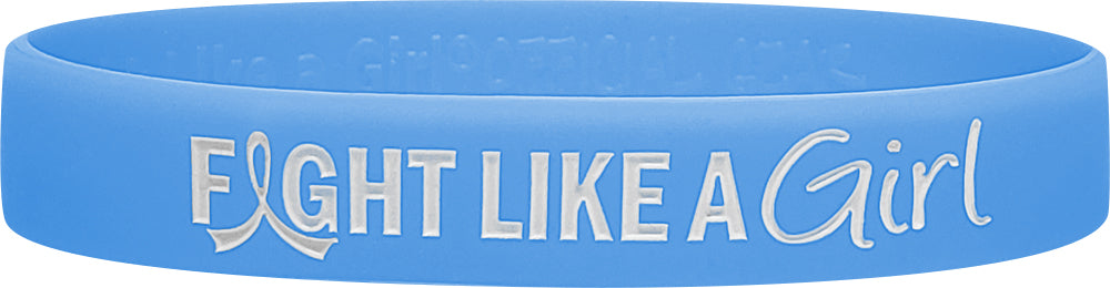 "Fight Like a Girl Hybrid" Ink-Filled Silicone Wristband - Light Blue