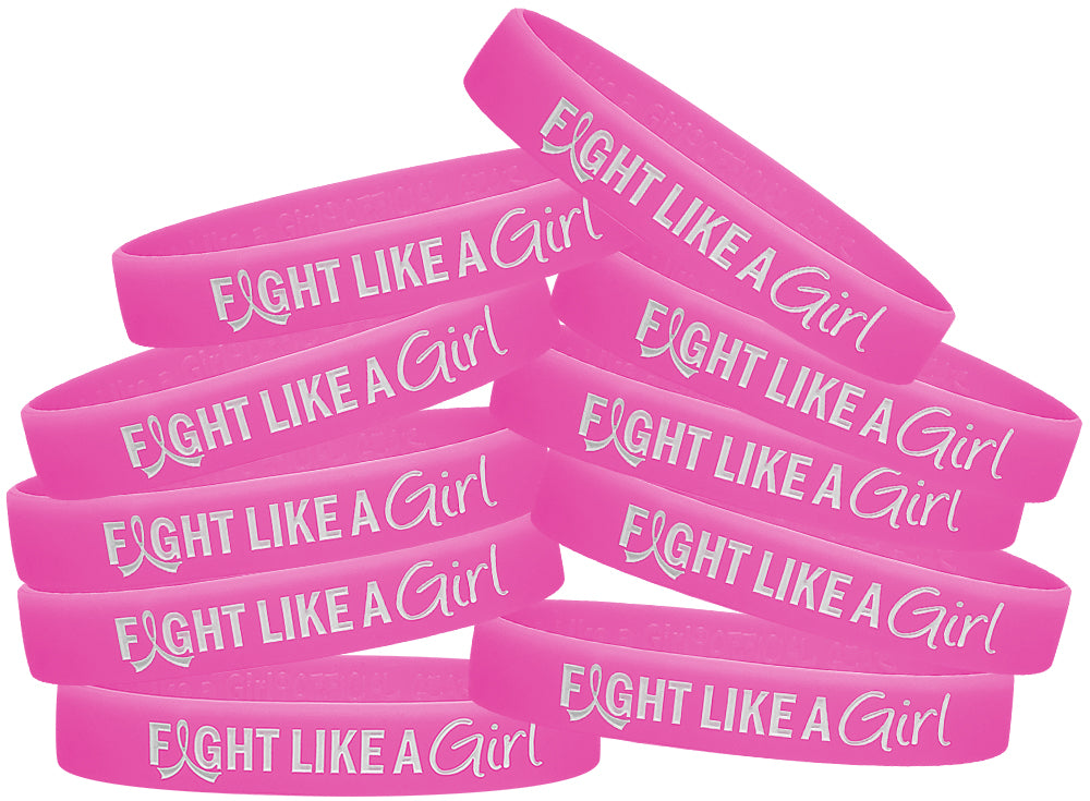 Fight Like a Girl Hybrid Silicone Wristband - Pink