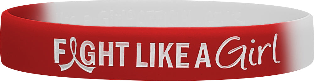 "Fight Like a Girl Hybrid" Ink-Filled Silicone Wristband - Red and White