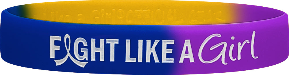 Fight Like a Girl Hybrid Silicone Wristband - Blue/Purple/Marigold