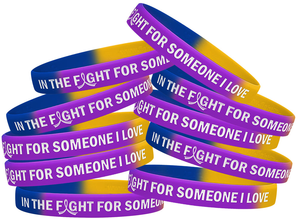 In the Fight for Someone I Love Silicone Wristband - Blue/Purple/Marigold