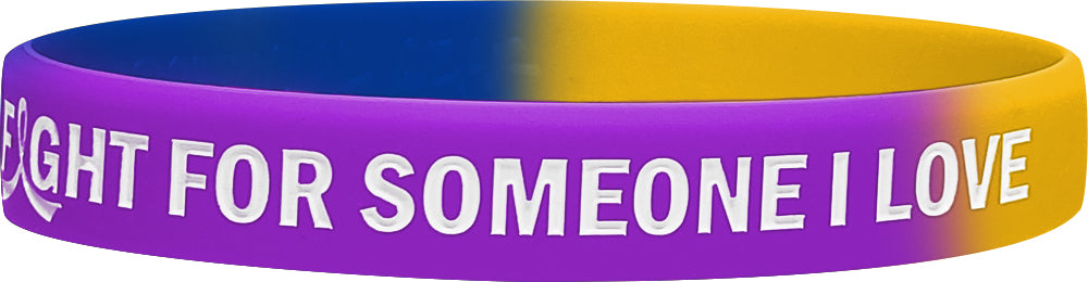 In the Fight for Someone I Love Silicone Wristband - Blue/Purple/Marigold