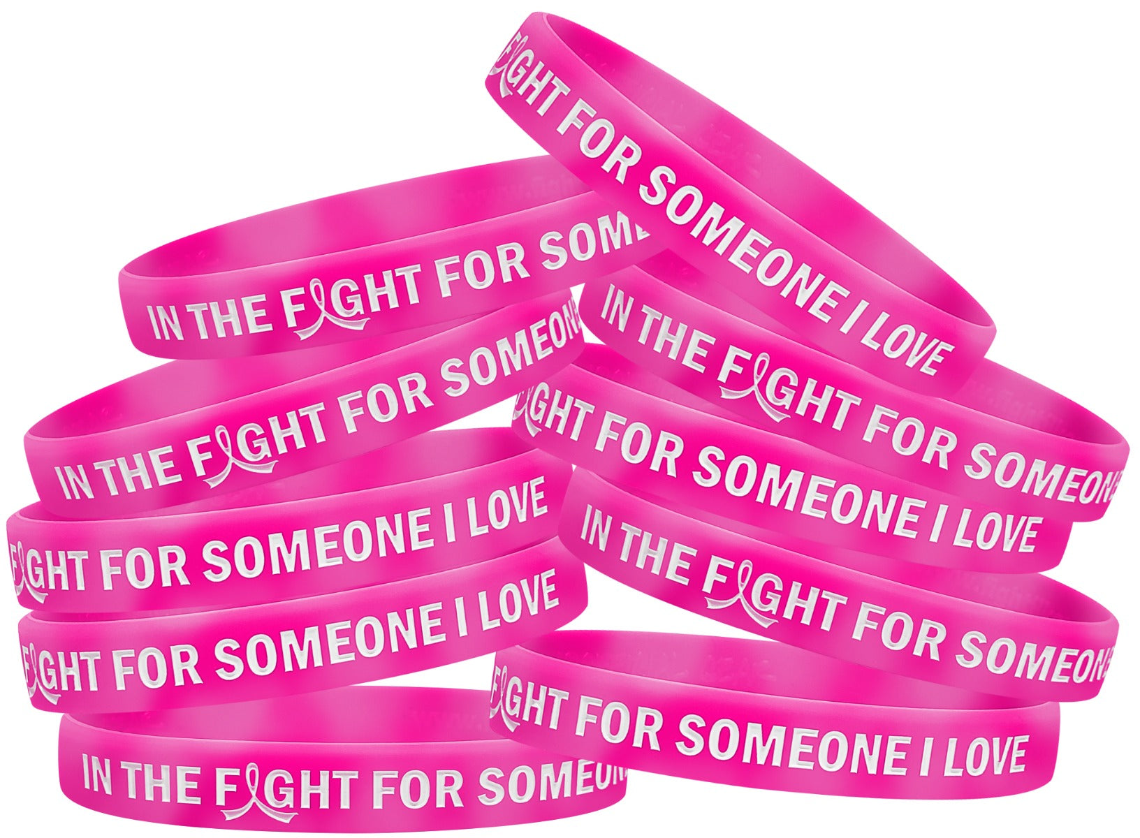 In the Fight for Someone I Love Silicone Wristband - Pink Swirl