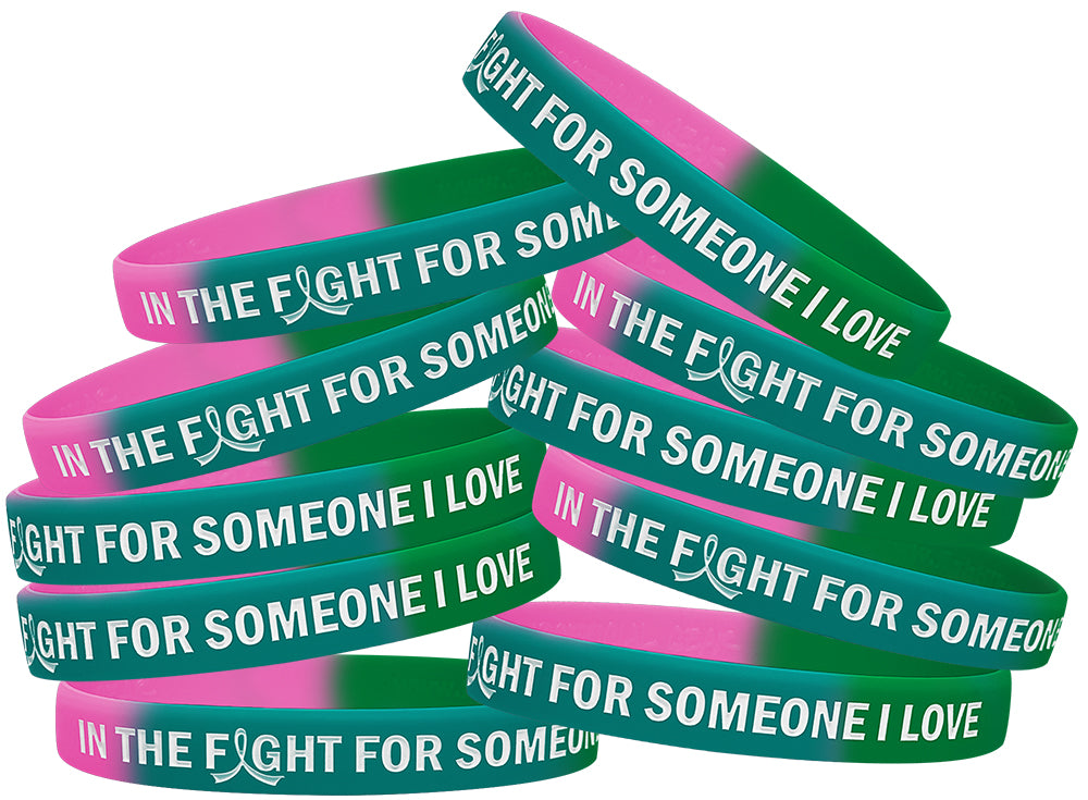 In the Fight for Someone I Love Silicone Wristband - Pink/Teal/Green