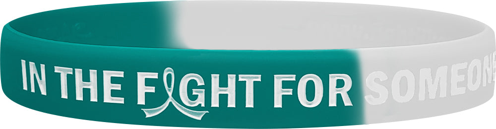 "In The Fight" Ink-Filled Silicone Wristband Bracelet - Teal, White