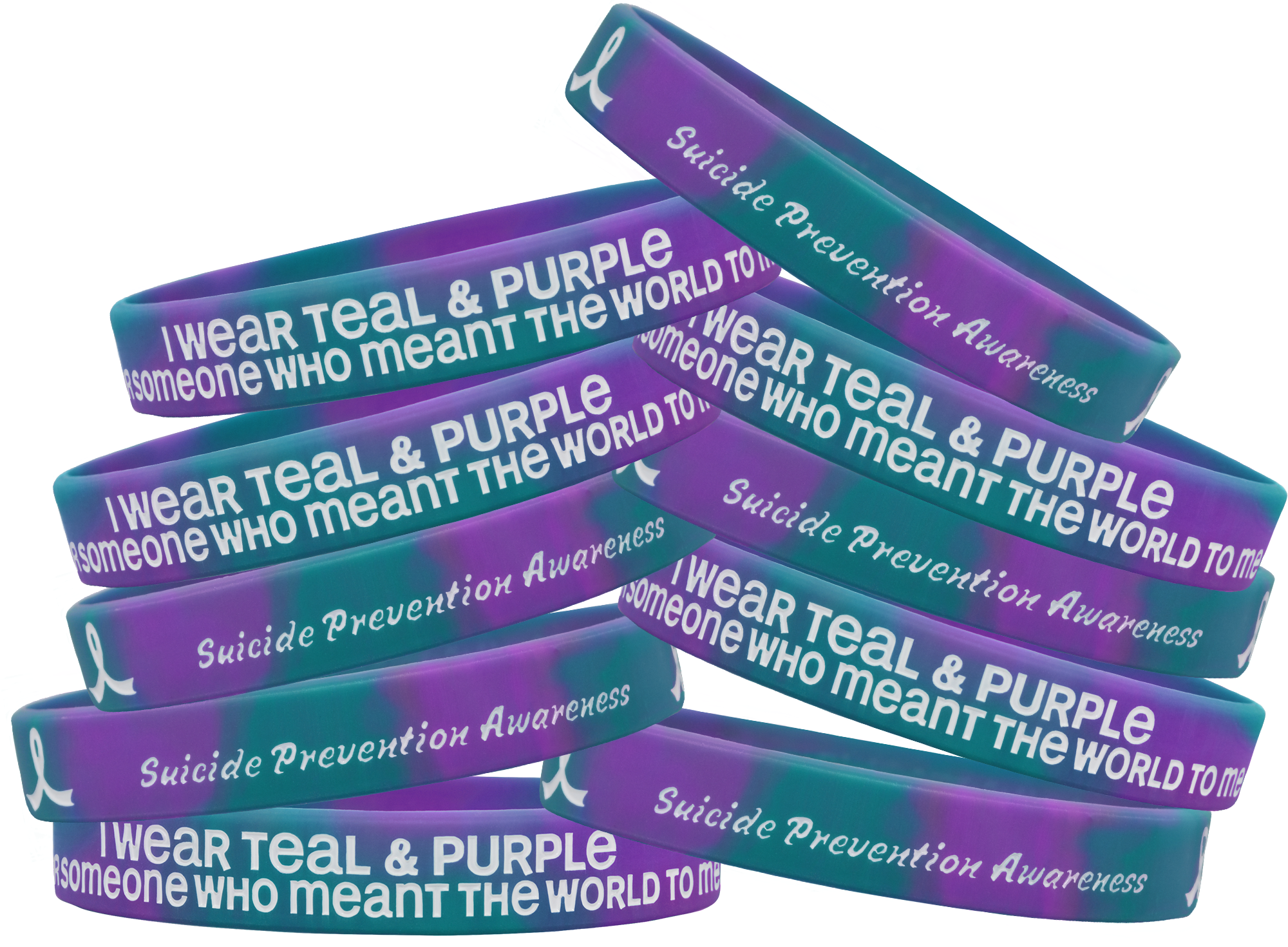 Meant the World to Me Silicone Wristband - Teal/Purple Swirl