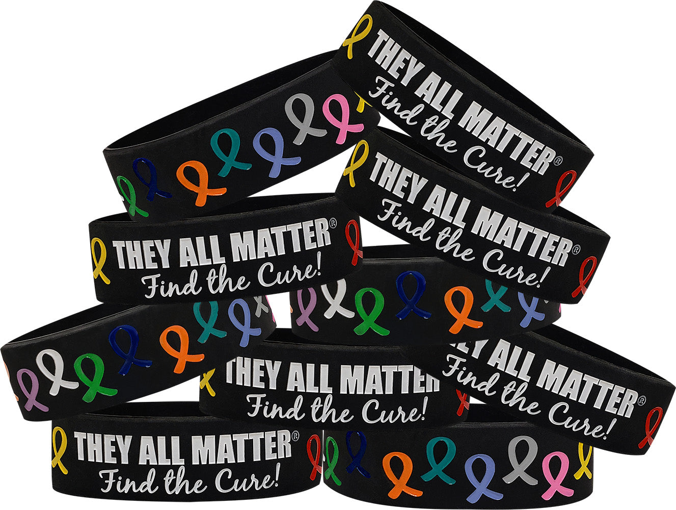 They All Matter Wide Silicone Wristband - Black