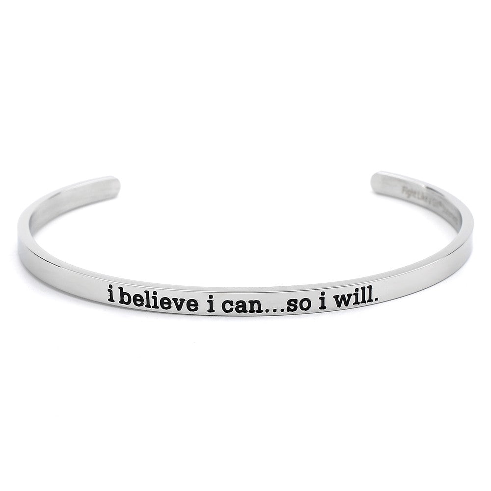 I Believe I Can Skinny Cuff Bracelet - Silver