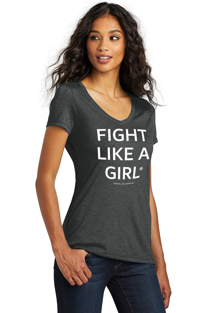 "Fight Like a Girl Statements" Ladies' V-Neck T-Shirt - Black Frost