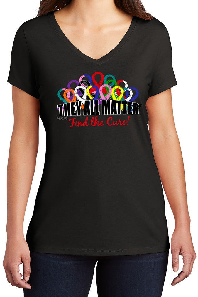 "They All Matter" Ladies' Triblend V-Neck T-Shirt - Black