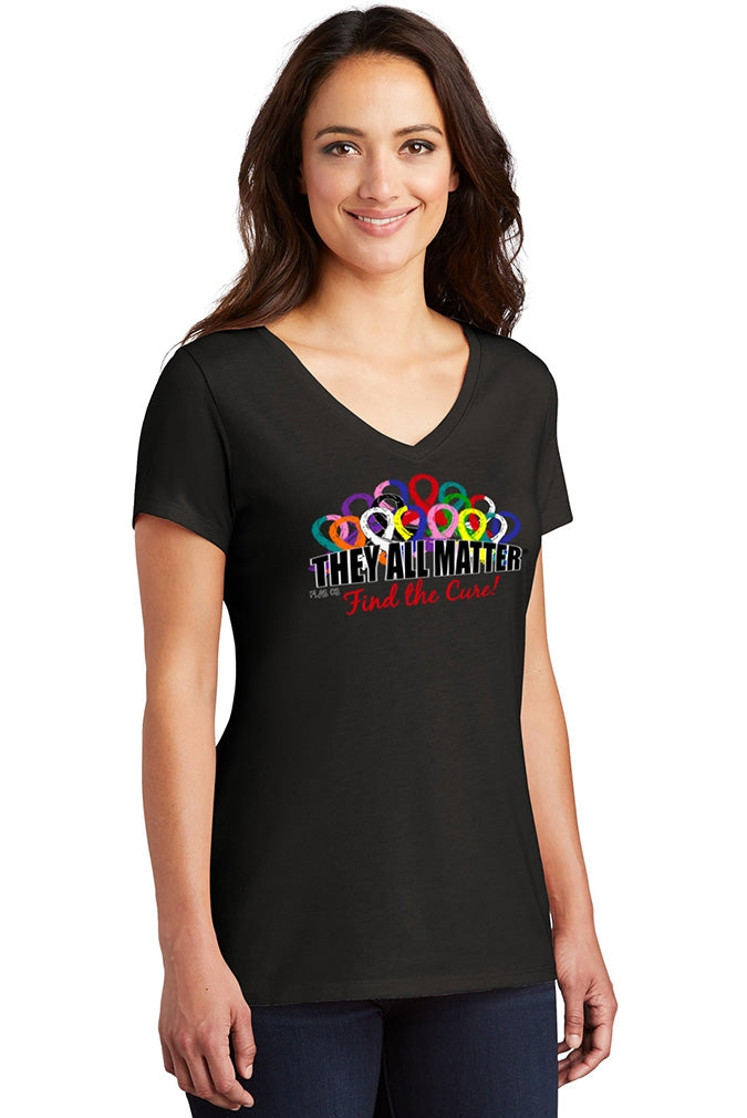 "They All Matter" Ladies' Triblend V-Neck T-Shirt - Black