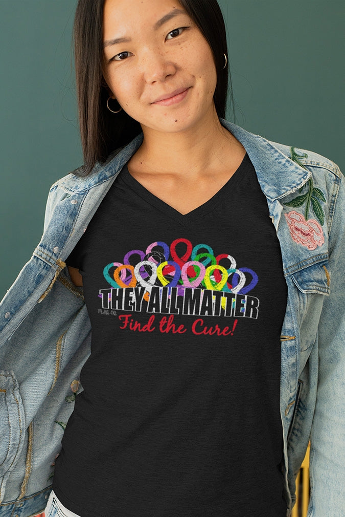 "They All Matter" Ladies' Triblend V-Neck T-Shirt - Black