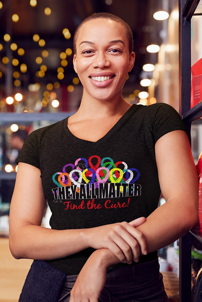 "They All Matter" Ladies' Triblend V-Neck T-Shirt - Black