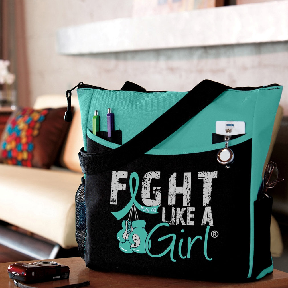 "Fight Like a Girl Knockout" Dakota Tote Bag - Teal