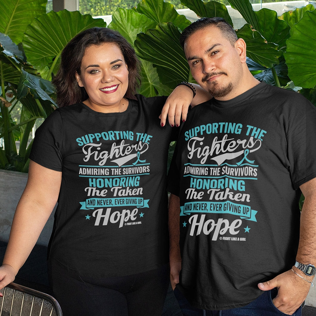 "Supporting Admiring Honoring" Unisex T-Shirt - Black w/ Teal