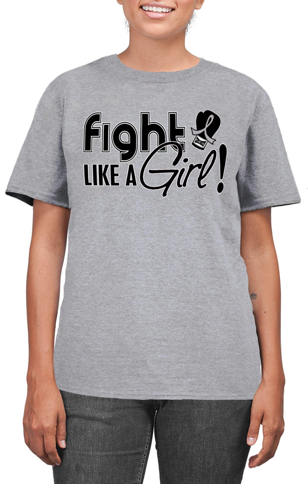 Fight Like a Girl Signature Unisex T-Shirt - Heather Grey