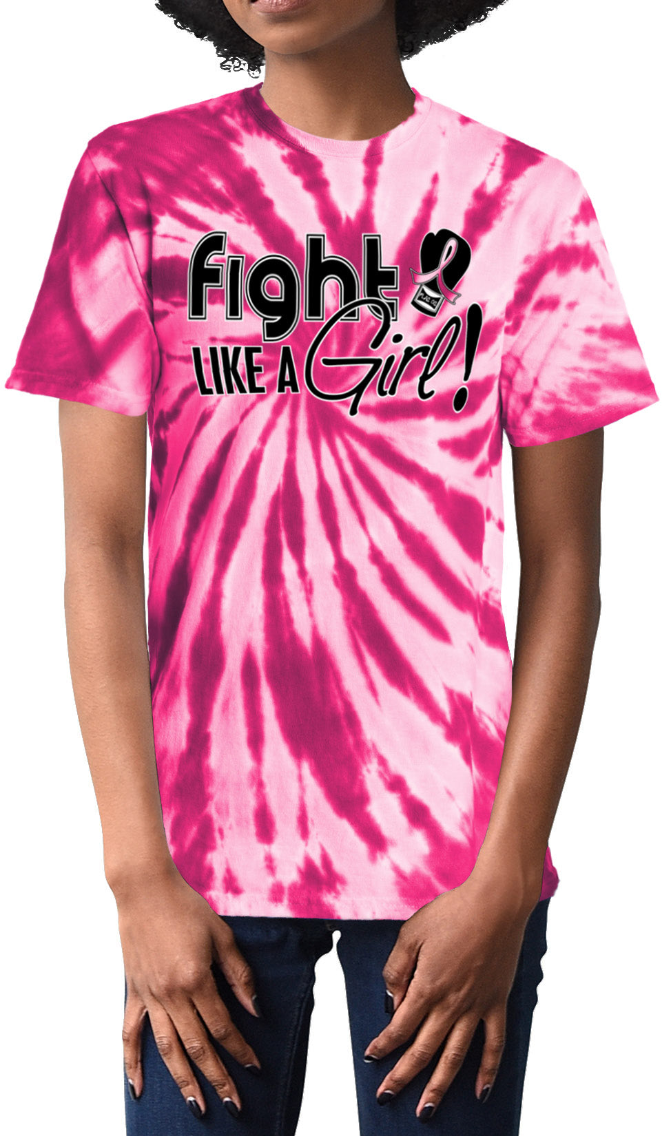 Fight Like a Girl Signature Unisex T-Shirt - Pink Tie-Dye