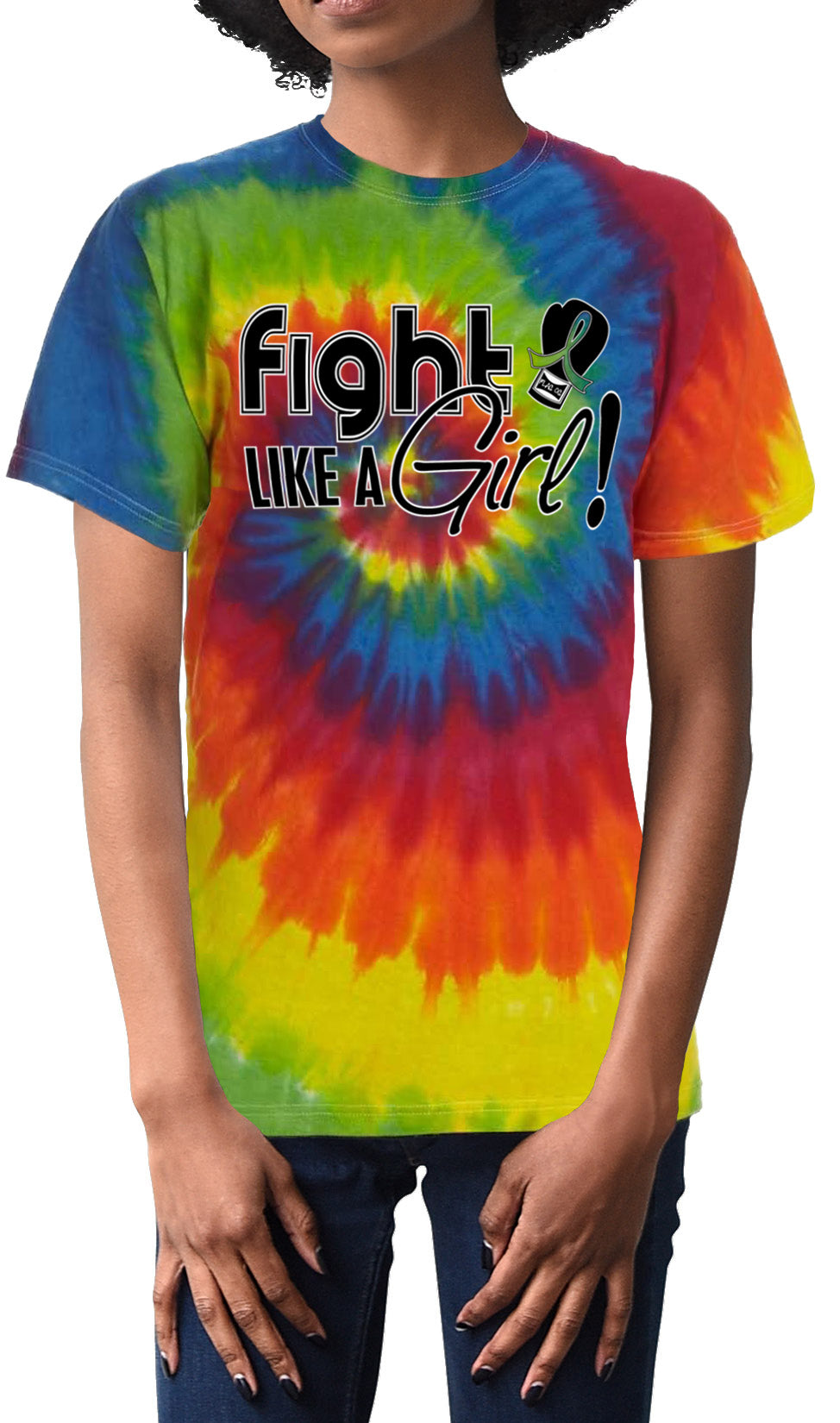 Fight Like a Girl Signature Unisex T-Shirt - Rainbow Tie-Dye